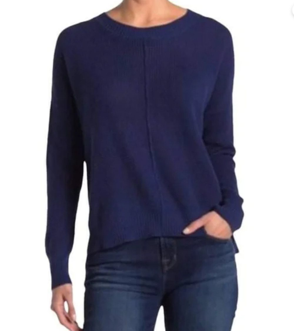 Sweet Romeo Navy Blue Knit Crewneck Sweater small NWT Crew Long sleeve NEW